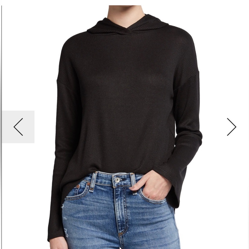 Rag & Bone Black Ribbed Knit Hoodie